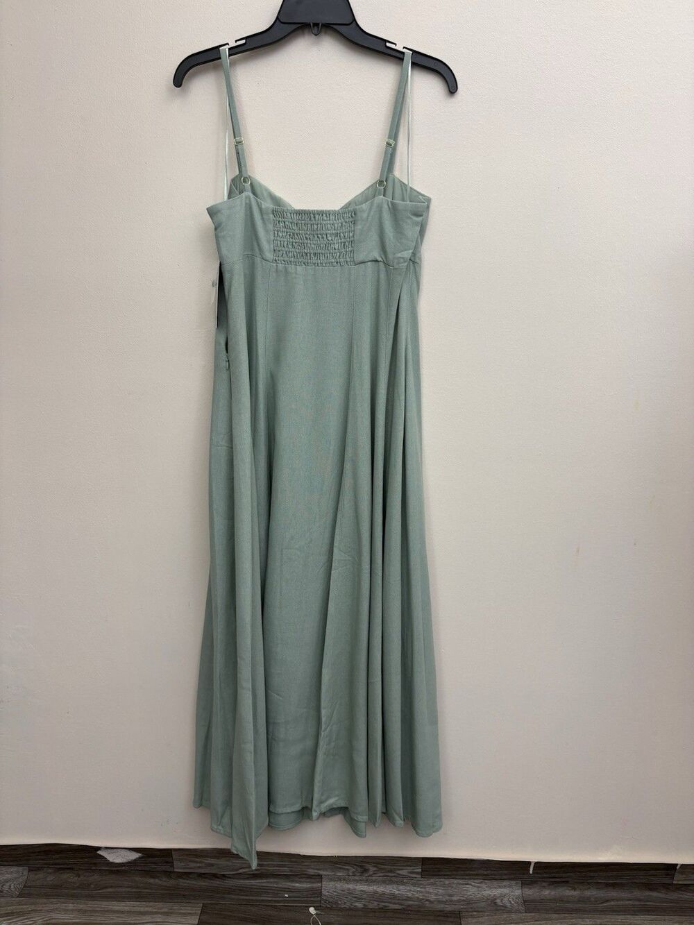 Taylor Women's Linen Blend Fit Flare Midi Dress Buttons Sage Mint Green Size 8 - Picture 3 of 15